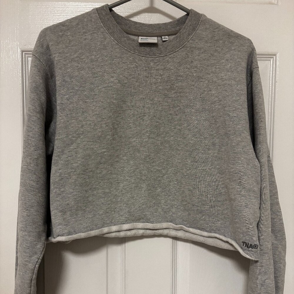 TNA Sweatfleece Perfect Fit Cropped Crewneck Grey Size M